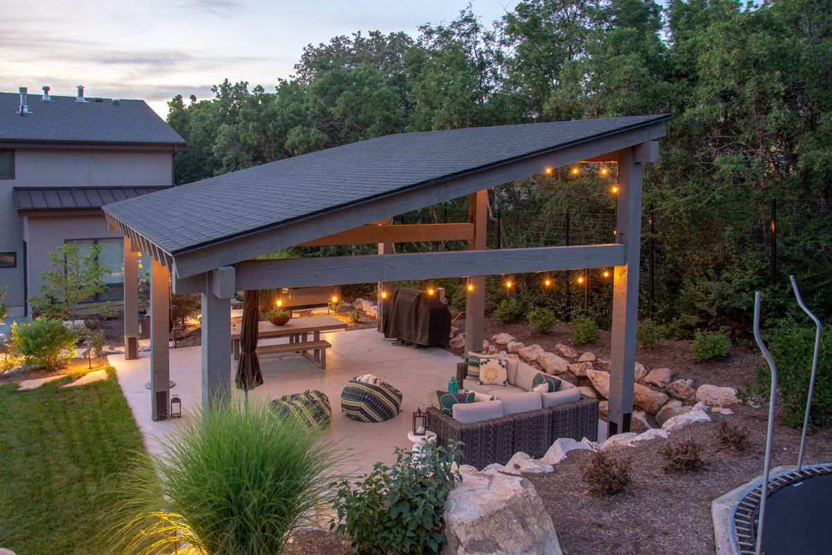 sloped roof pergola